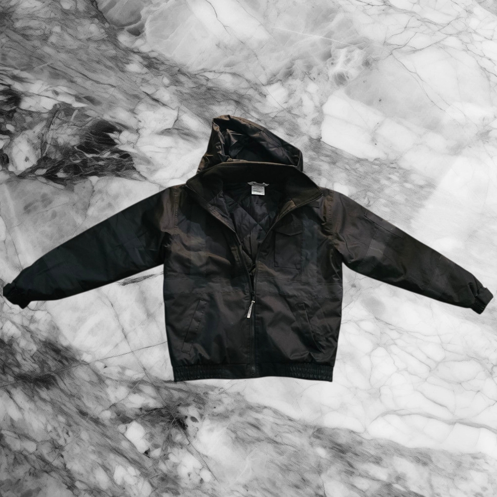 Sleek Black Hooded Jacket